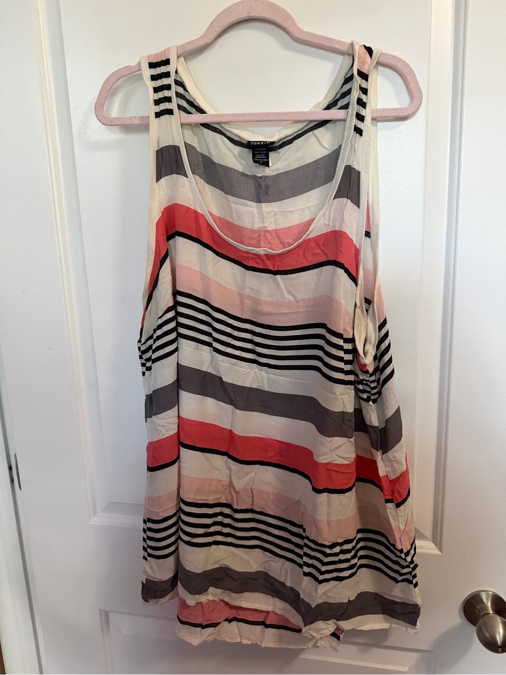 torrid Pink, Coral & Gray Striped Racerback Tank
